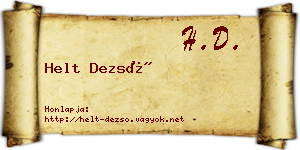 Helt Dezső névjegykártya